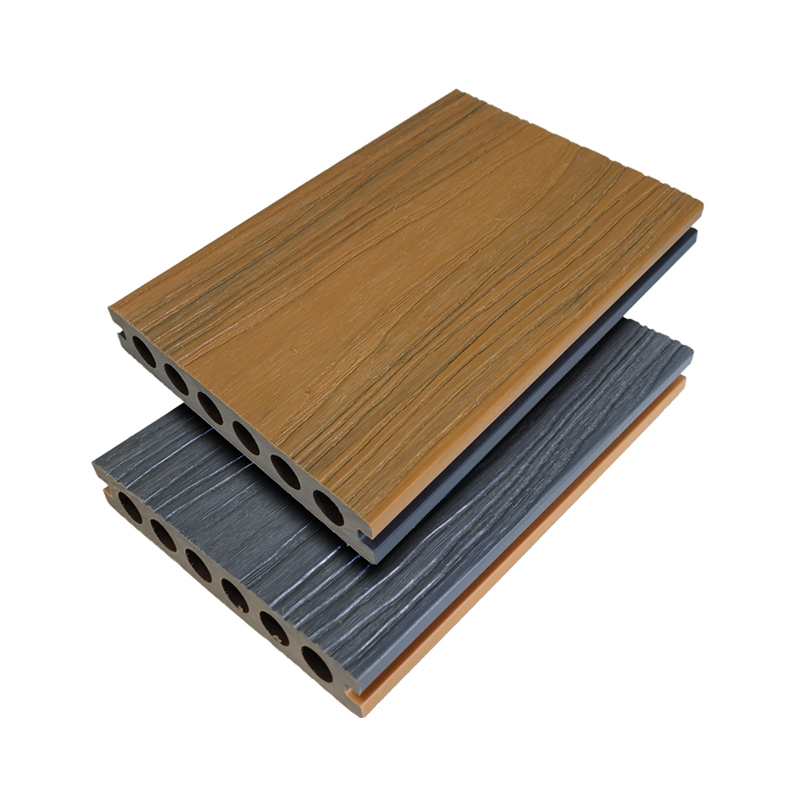 SRL-138 * 23mm Outdoor WPC Composite 3D Deep Embossing Co-extrusão Rodada Oca Sliver Cinza Pisos de Deck